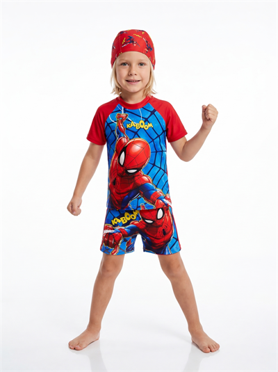 Spiderman Boneli Şortlu Mayo