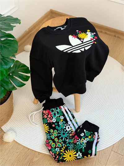 Spor Logolu Flowers Baskılı Eşofman Takımı