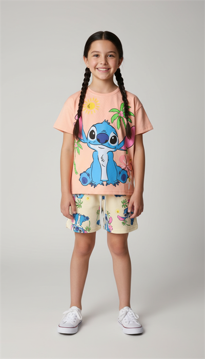 Stitch Pembe Şortlu Takım