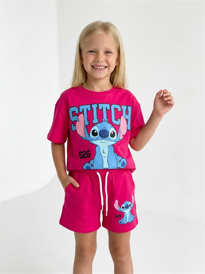 Stitch Sırt Baskılı Şortlu Takım