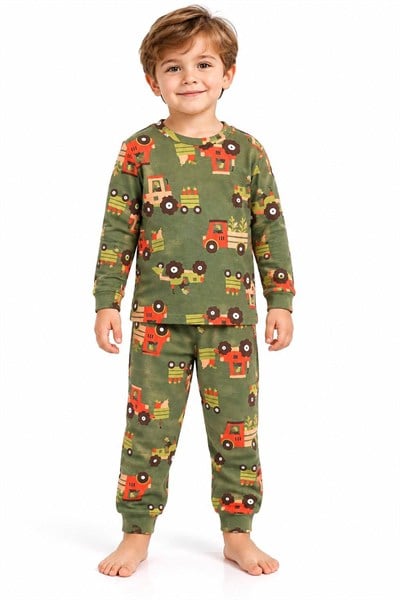 Tractor Baskılı Pijama Takımı