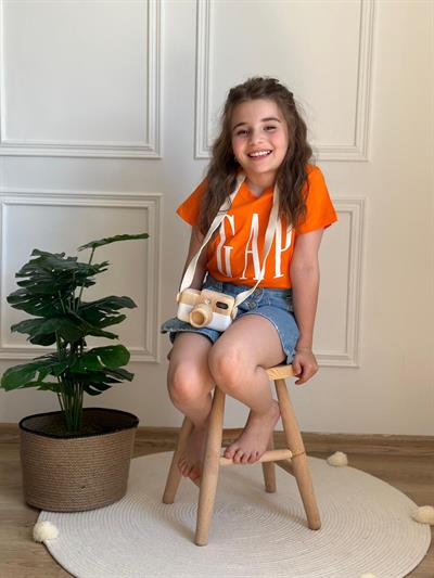 Turuncu Gap Baskılı Çocuk T-shirt