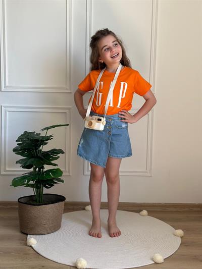 Turuncu Gap Baskılı Çocuk T-shirt