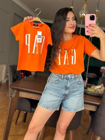 Turuncu Gap Baskılı Çocuk T-shirt