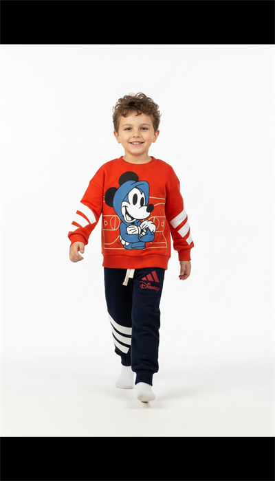 Turuncu Mickey Mouse Spor Logolu Eşofman Takımı