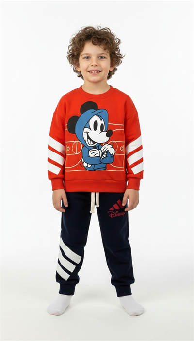 Turuncu Mickey Mouse Spor Logolu Eşofman Takımı