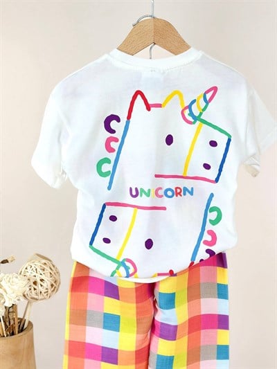 Unicorn Renkli Kareli Eşofman Takımı