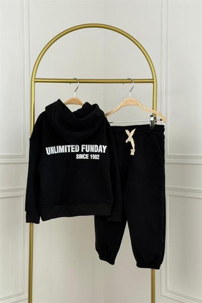 Unlimited Funday Basklı Kapüşonlu Eşofman Takımı