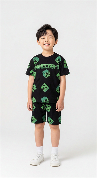 Yeşil Minecraft Şortlu Takım