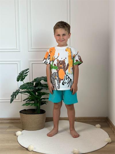 Zoo Print Şortlu Takım