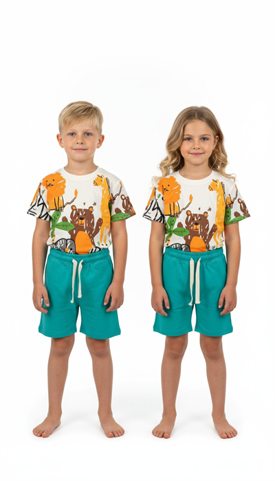 Zoo Print Şortlu Takım