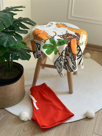 Zoo Print Şortlu Takım