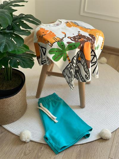 Zoo Print Şortlu Takım