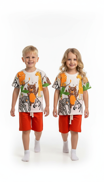 Zoo Print Şortlu Takım