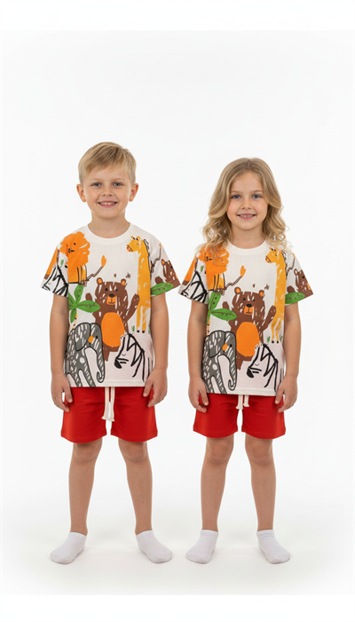 Zoo Print Şortlu Takım