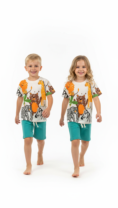 Zoo Print Şortlu Takım