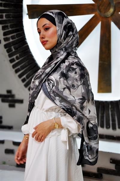 Liva Desen Şal Siyah Beyaz