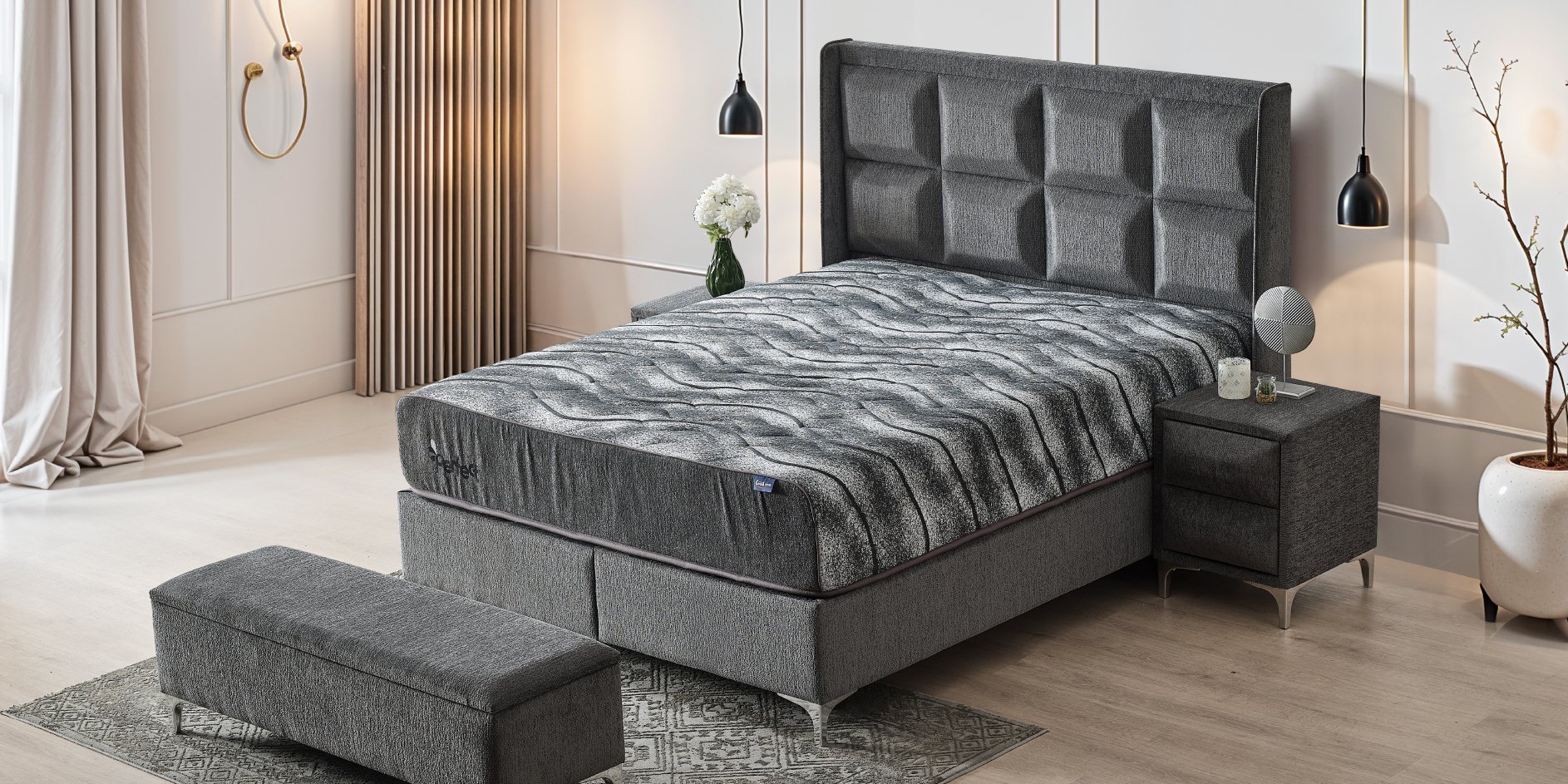 Perfect Deluxe 3’lü Uyku Seti - Visco Yatak Baza Başlık