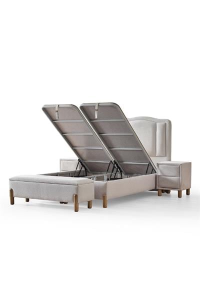 Bohem Serisi Çift Kişilik 3’lü Yatak Seti – Sandıklı Baza, Başlık ve Ortopedik Konfor