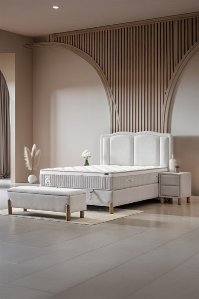 Cennet Yatak Bohem Serisi Çift Kişilik Sandıklı Baza + Başlık Takımı 2’li Şık ve Fonksiyonel Set