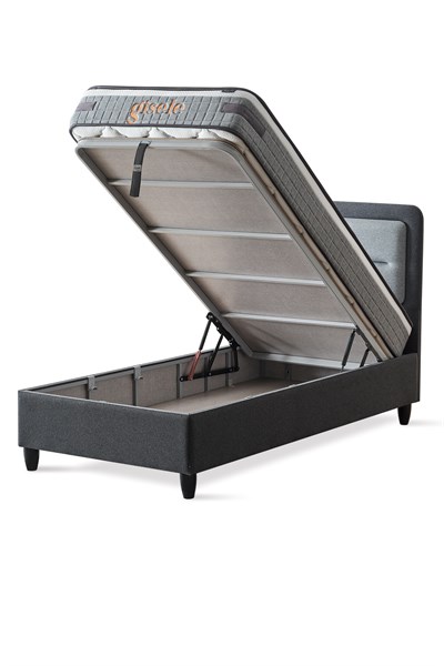 Cennet Yatak Gisele Tek Kişilik Sandıklı Baza + Full Ortopedik Antibakteriyel Pedli Yatak + Başlık 3 lü Set