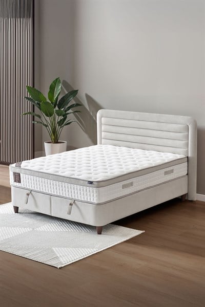 Cennet Yatak Janett 3’lü Çift Kişilik Yatak Seti Yatak Baza Başlık Sade ve Şık