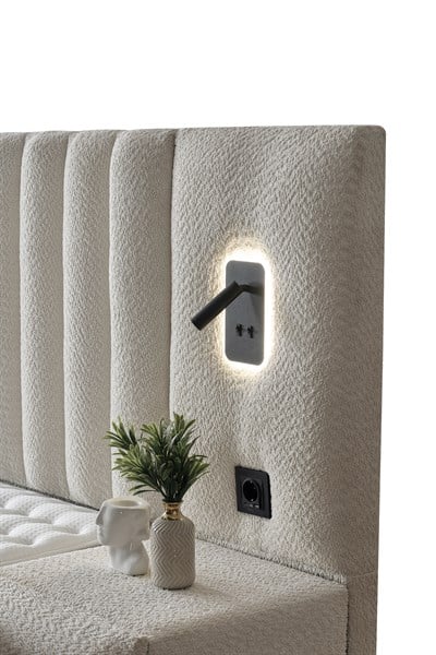 Cennet Yatak Lenon Modern Led Işıklı Sandıklı Baza ve Şık Tasarımlı Başlık Seti