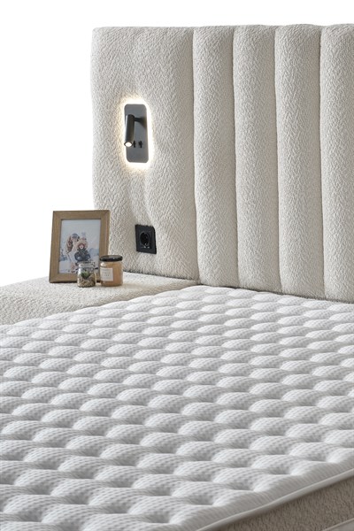 Cennet Yatak Lenon Premium 3’lü Set – Ledli Başlık, Fonksiyonel Sandıklı Baza ve Yüksek Dayanıklı Süngerli Ortopedik Yatak