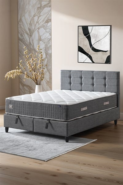 Cennet Yatak Mimoza Modeli Çift Kişilik Full Ortopedik Yataklı Sandıklı Baza ve Başlık Takımı 3 lü Set