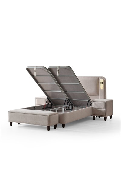 Cennet Yatak Polo Modern Ledli Başlık ve Kolay Erişimli Sandıklı Baza – Estetik ve Kullanışlı