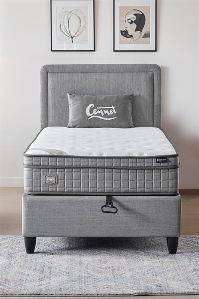 Melisa Tek Kişilik Sandıklı Baza + Full Ortopedik Antibakteriyel Visco Yatak + Başlık 3 lü Set