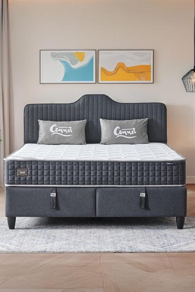 Menekşe Serisi Çift Kişilik Antibakteriyel Full Ortopedik Yataklı Baza ve Başlık Seti 3 lü Set