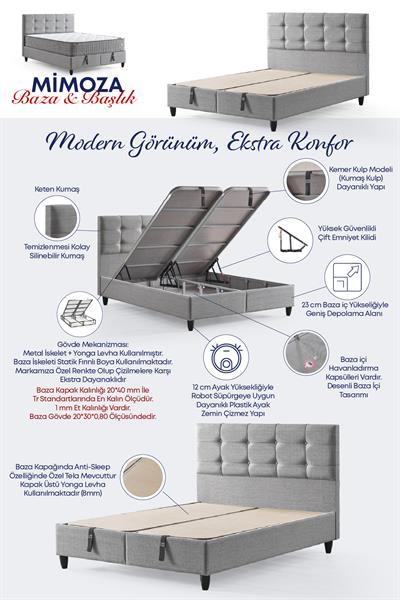 Mimoza Çift Kişilik Sandıklı Baza ve Başlık Takımı 2’li Set