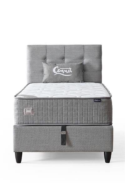 Mimoza Modeli Tek Kişilik Full Ortopedik Antibakteriyel Yataklı Baza ve Başlık Takımı 3 lü Set