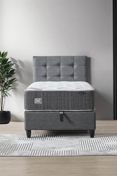 Mimoza Modeli Tek Kişilik Full Ortopedik Antibakteriyel Yataklı Baza ve Başlık Takımı 3 lü Set