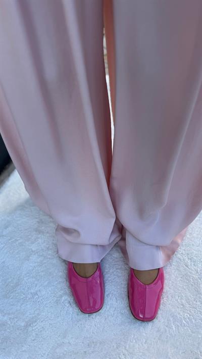 %100 Saf Deri Klasik Kadın Babet Pembe