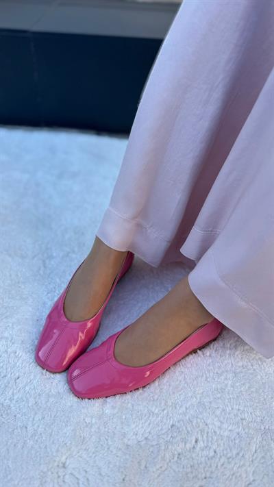 %100 Saf Deri Klasik Kadın Babet Pembe
