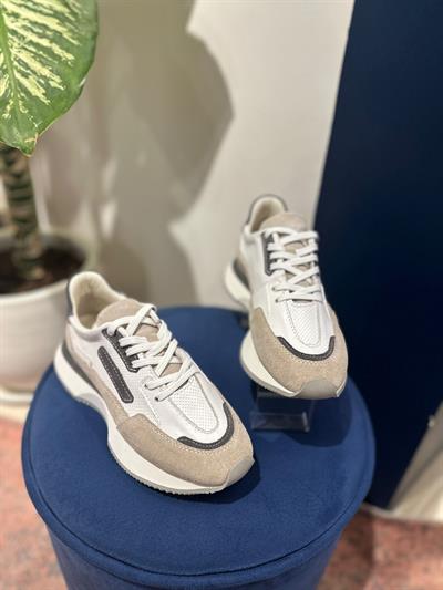 Gri Detaylı %100 Hakiki Deri Spor Gri