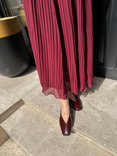 Hakiki Deri Kadın Babet Bordo