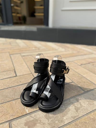 Jenny Billektan Bağlamalı Sandalet Siyah
