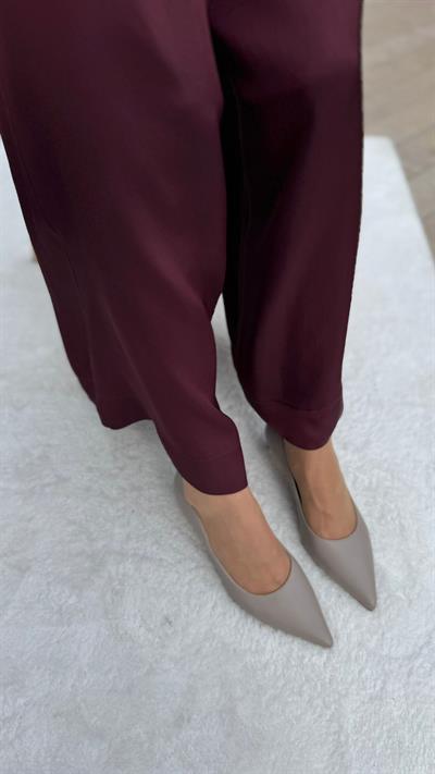 Kısa Topuk(5 cm) %100 Hakiki Deri Stiletto Vizon