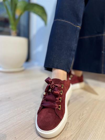 Kurdele Bağçıklı Hakiki  Deri  Spor Ayakkabı Bordo