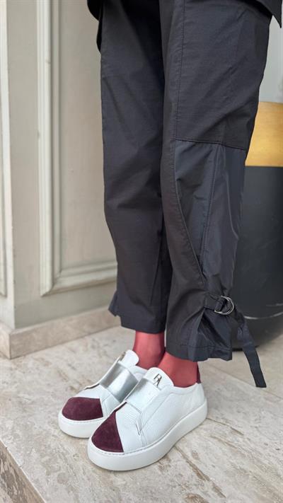 Ön Kısmı Süet Detaylı Özel Seri Hakiki Deri Spor Ayakkabı Bordo