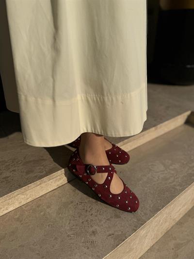 Troklu Hakiki Deri Kadın Babet Bordo