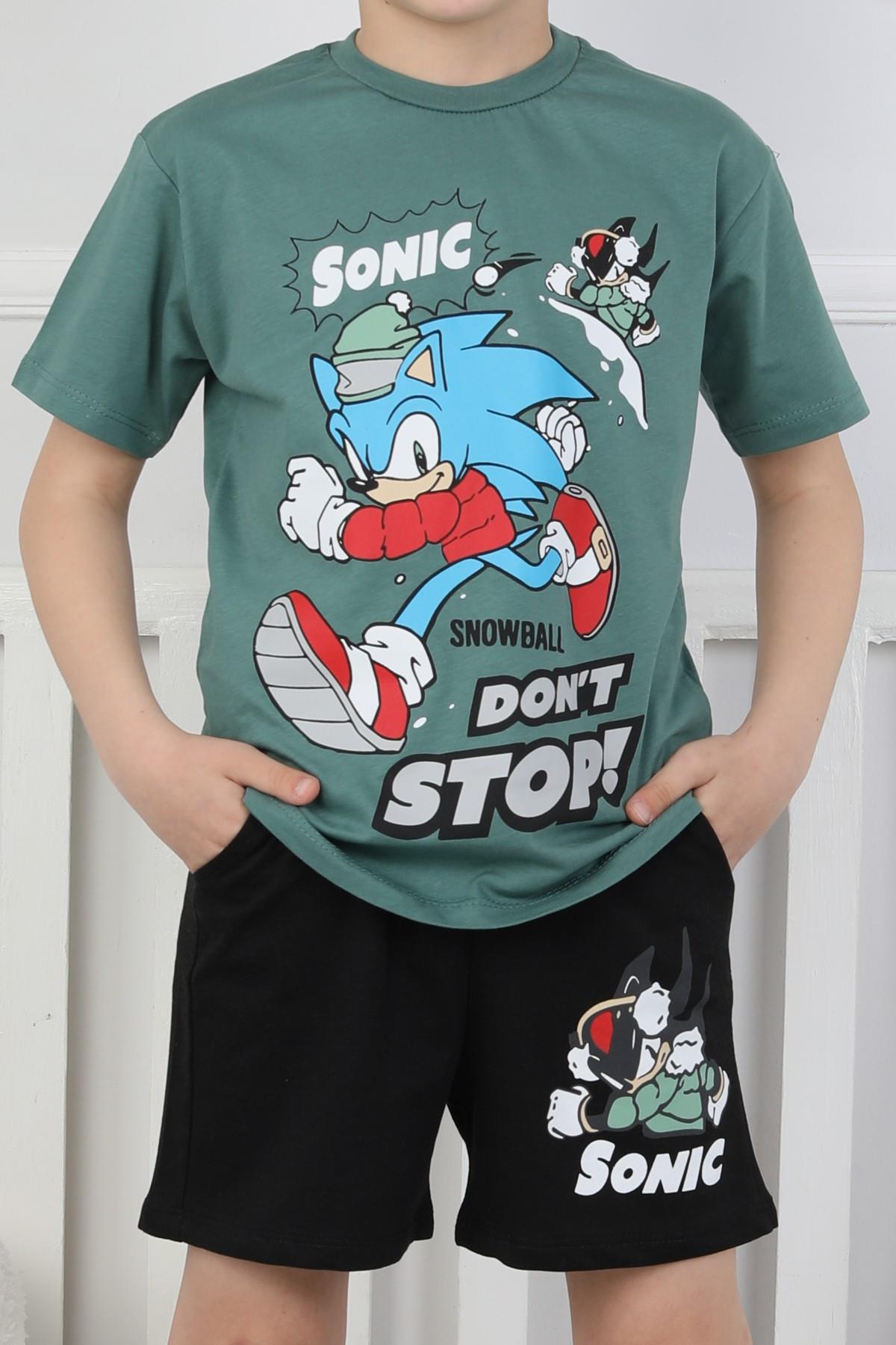 Sonic Baskılı Erkek Çocuk Şortlu Takım