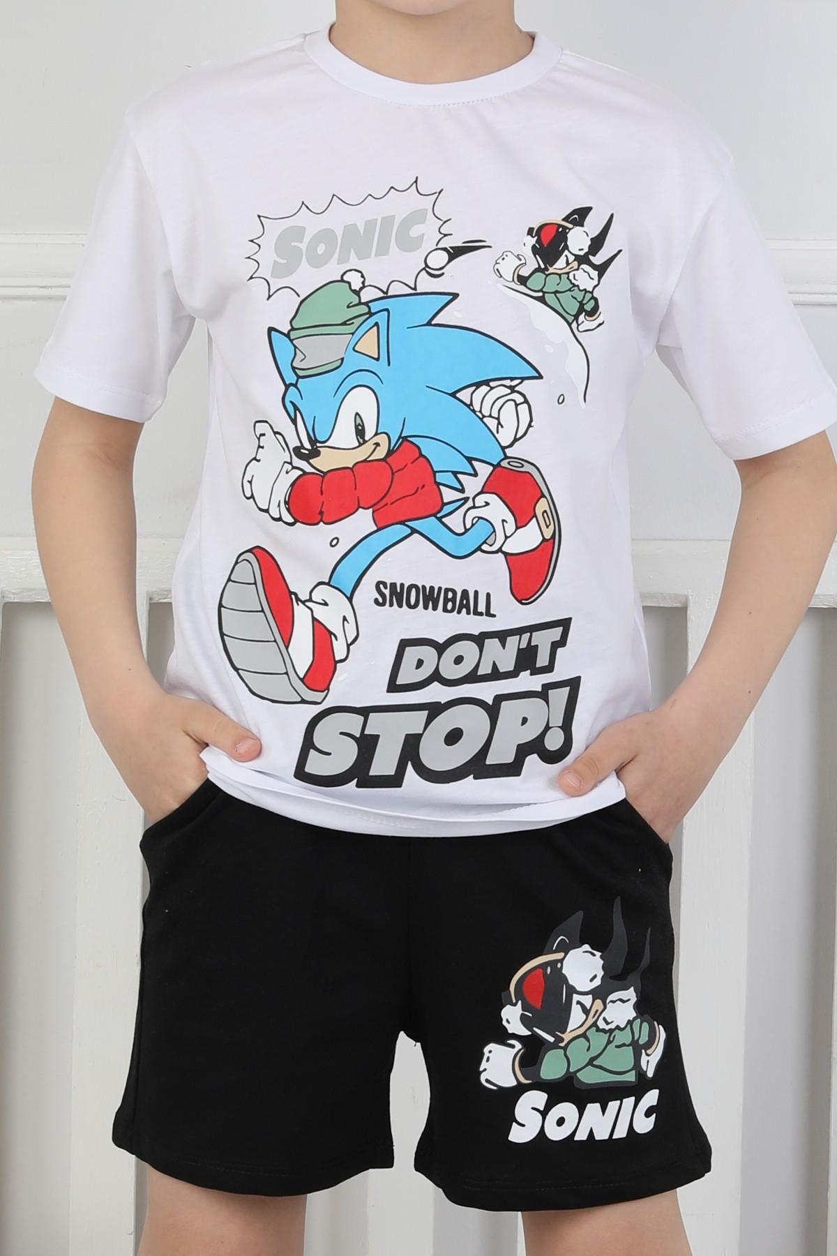 Sonic Baskılı Erkek Çocuk Şortlu Takım