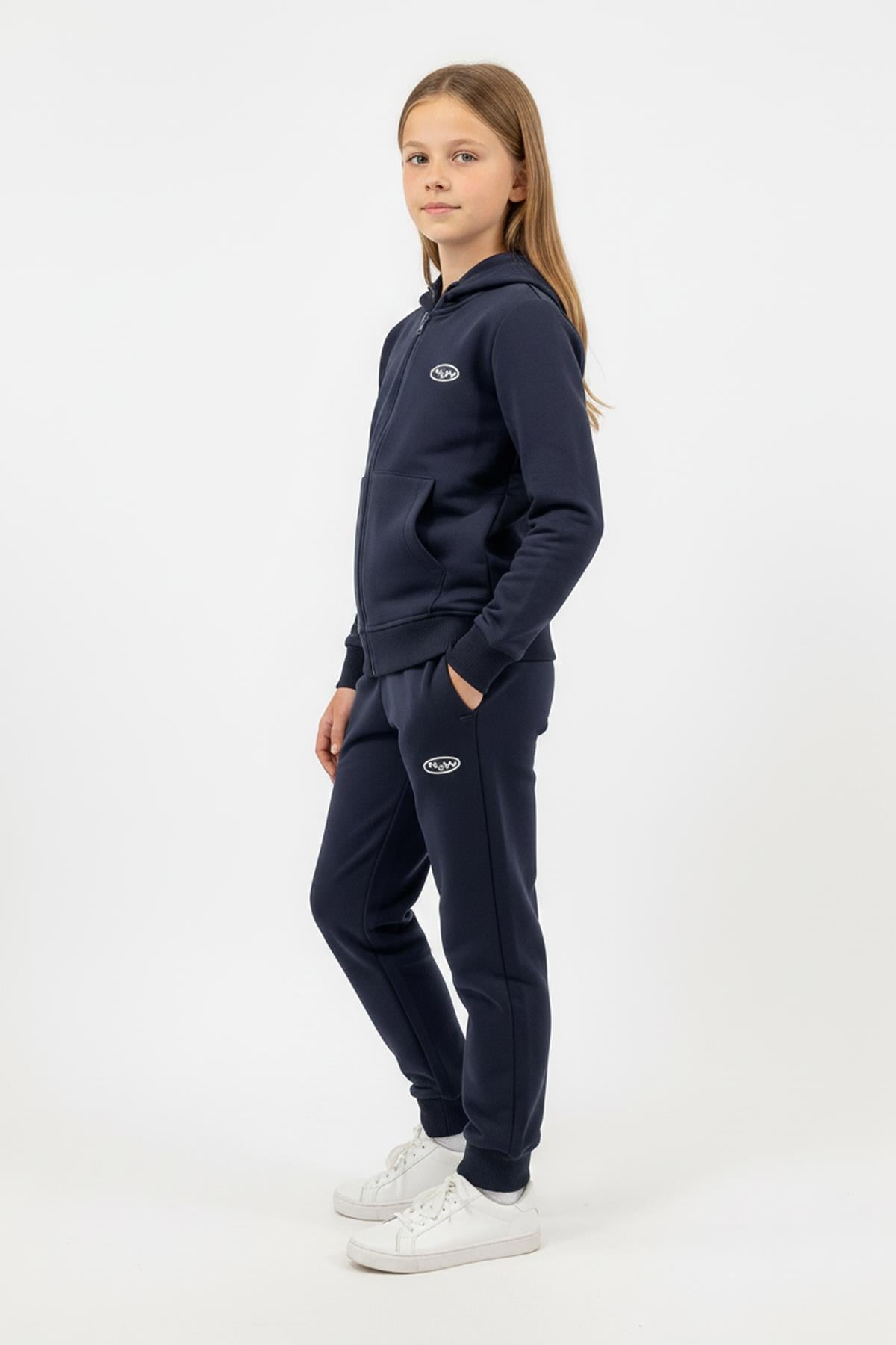 Fermuarlı Kapüşonlu Cepli Unisex Çocuk Eşofman Takımı