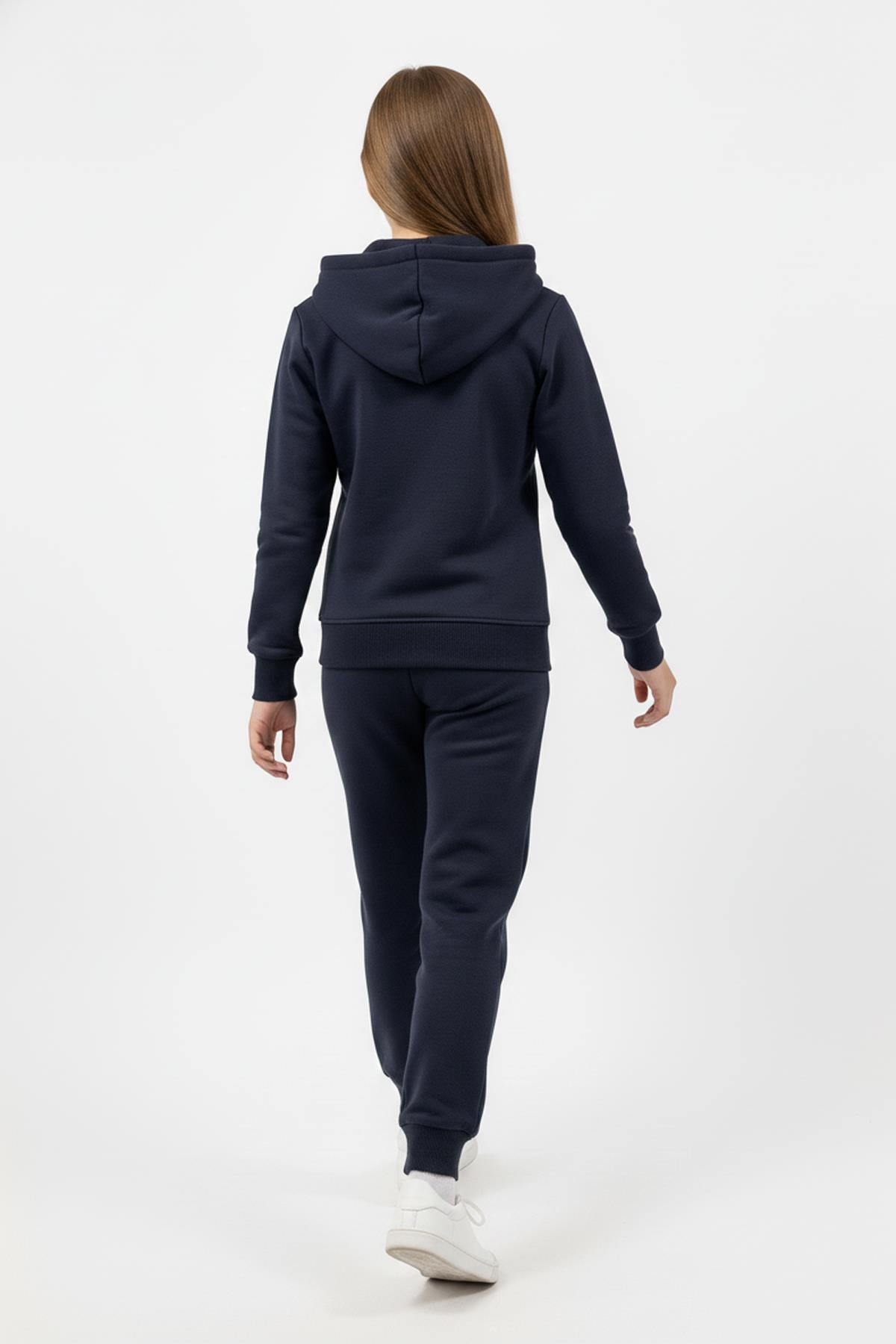 Fermuarlı Kapüşonlu Cepli Unisex Çocuk Eşofman Takımı
