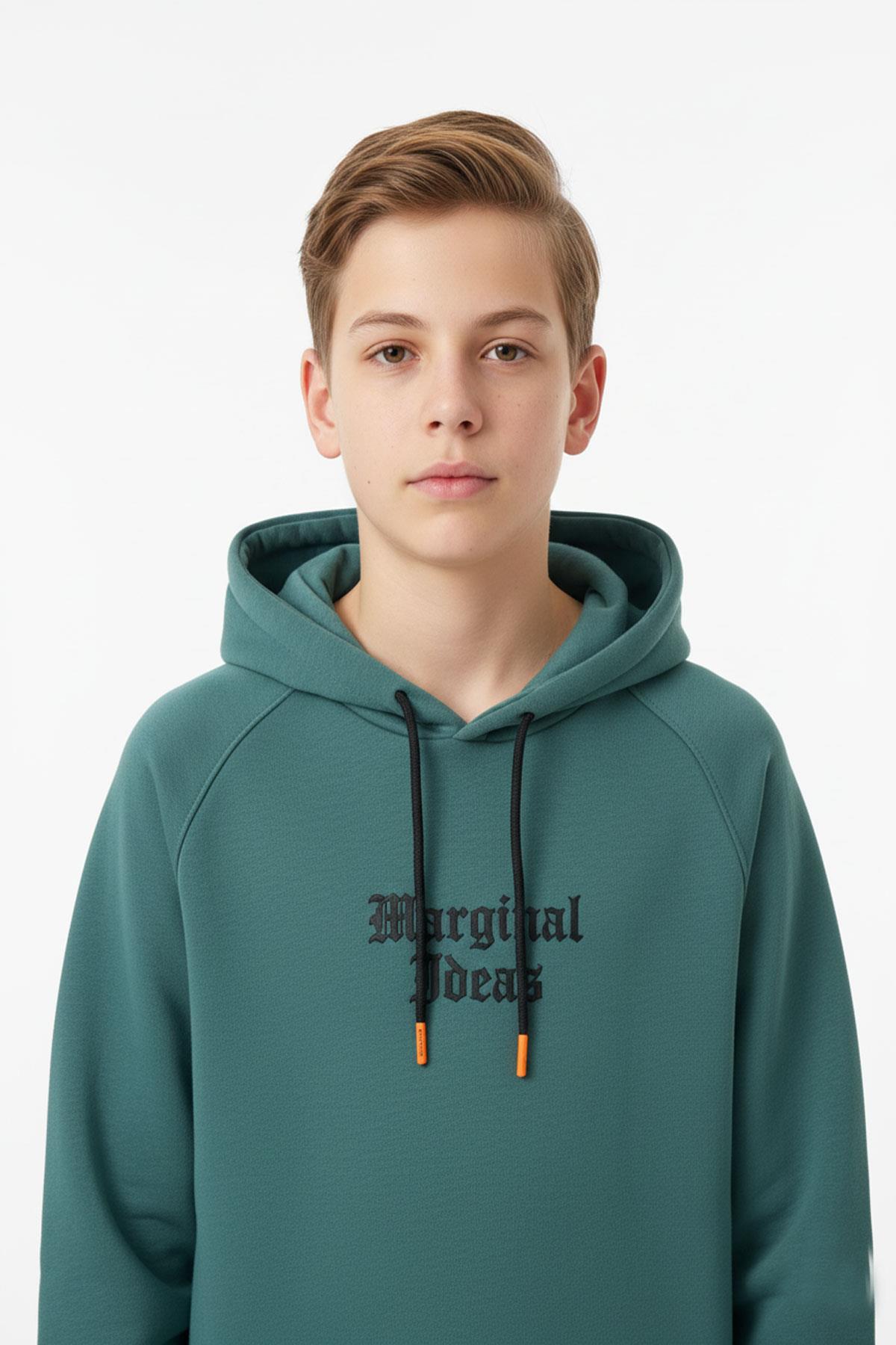 Kapşonlu Baskılı Erkek Çocuk Sweatshirt