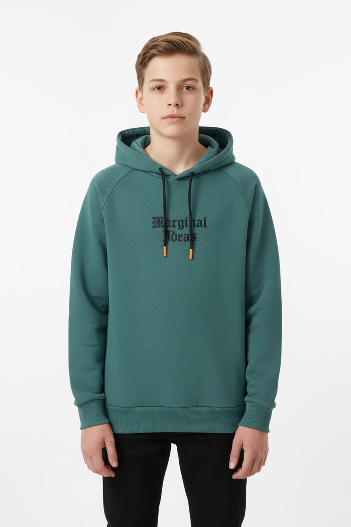 Kapşonlu Baskılı Erkek Çocuk Sweatshirt